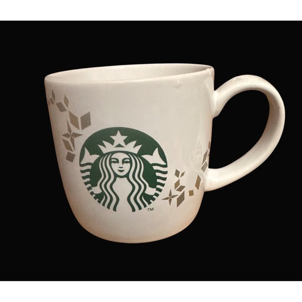 Starbucks Holiday Collection 2013 Mug 14 Oz White &‎ Green Ceramic Coffee Cup